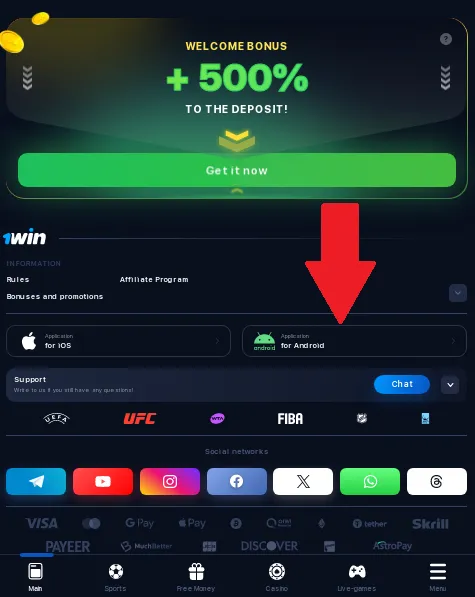 1win app for android